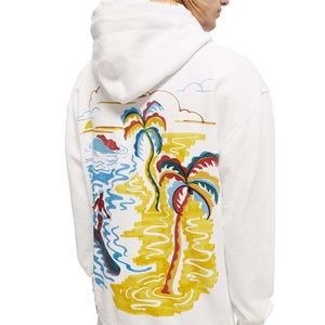 Scotch & Soda Relaxed Fit Embroidered Surf Artwork Hoodie NWT